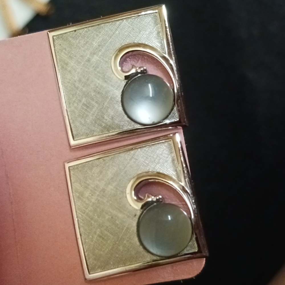 Swank Cufflinks with Gray Moonstones Vintage